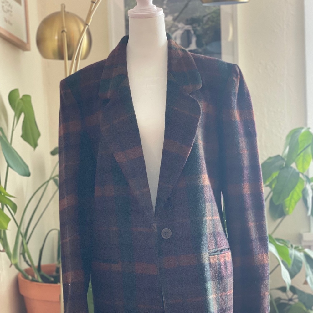 Oversized vintage plaid blazer